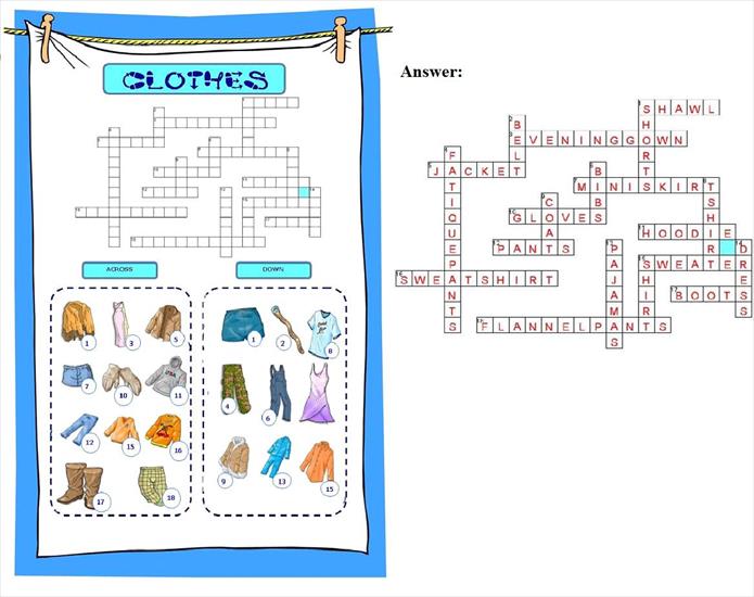Picture Worksheets - Clothes - crossword.jpg