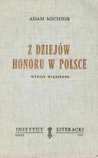 Z dziejów honoru w Polsce - okładka książki - Instytut Literacki, 1985 rok.jpg